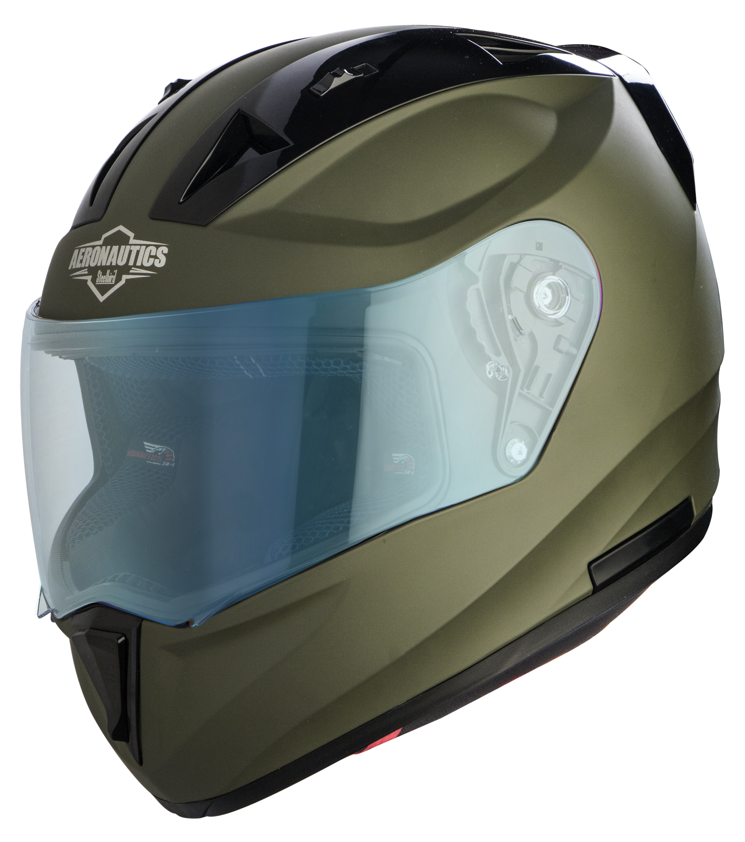 SA-1 Aeronautics Mat Battle Green (Fitted With Clear Visor Extra Blue Night Vision Visor Free)